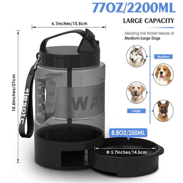Leak proof 2.2l dog water bottle for hiking and camping