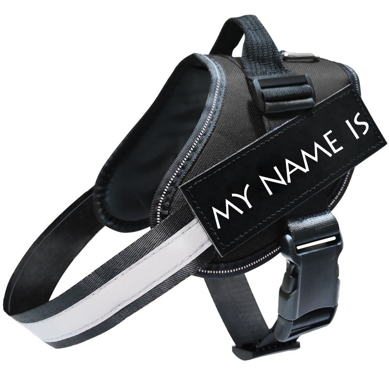 Black dog harness with &