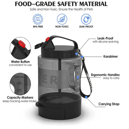 2.2l dog water bottle silicone plastic durable travel container