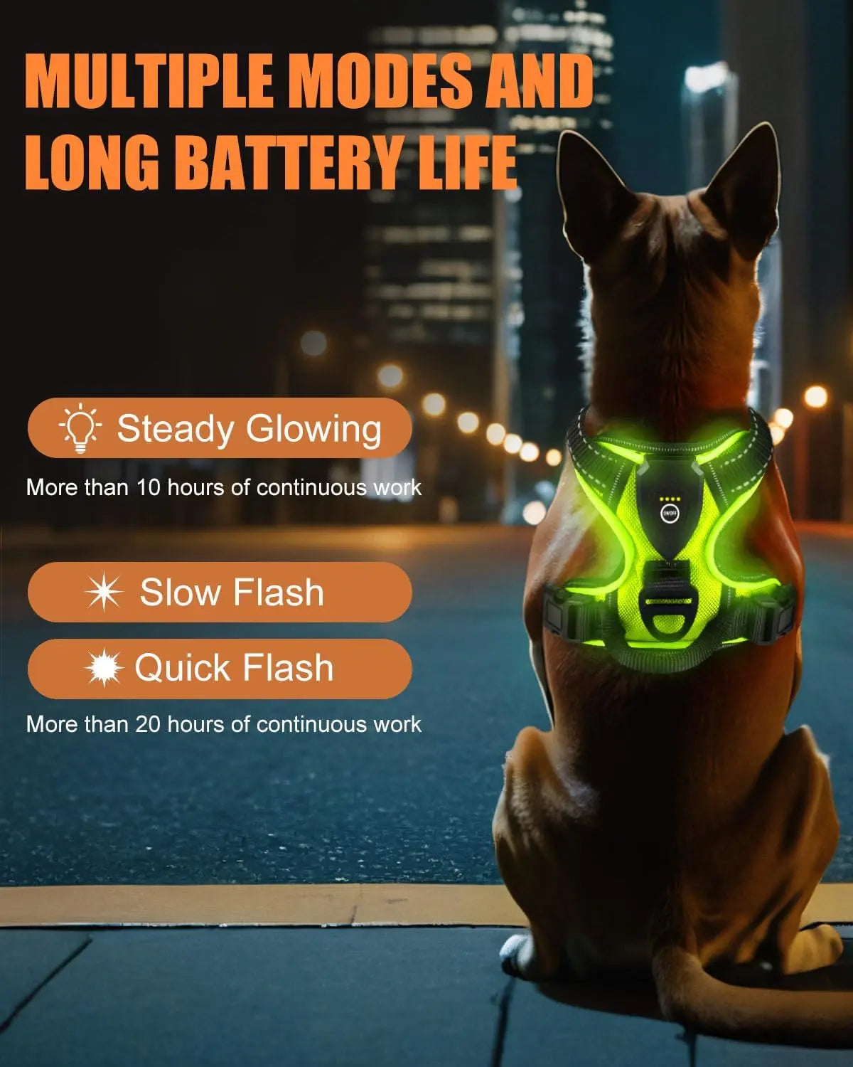 LED Dog Harness for Night Walking - Rechargeable No-Pull Vest for Safety and Comfort