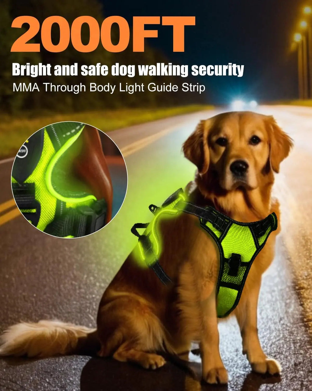 LED Dog Harness for Night Walking - Rechargeable No-Pull Vest for Safety and Comfort