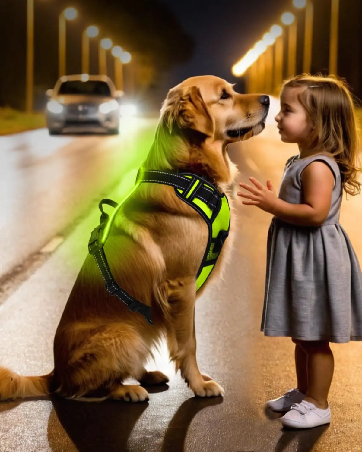 LED Dog Harness for Night Walking - Rechargeable No-Pull Vest for Safety and Comfort