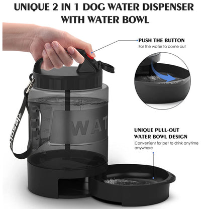Large outdoor 2.2l dog water bottle sports dispenser side view