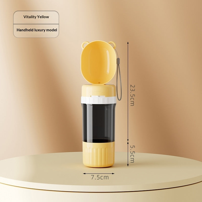 Compact portable dog water bottle and feeding cup dimensions